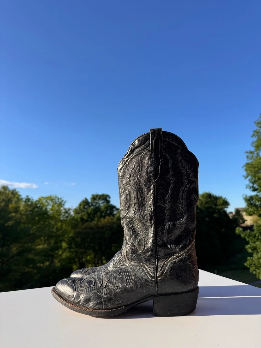J.B. Dillon Black Western Cowboy Boots Men’s Size 10 EE Made In Mexico Leather